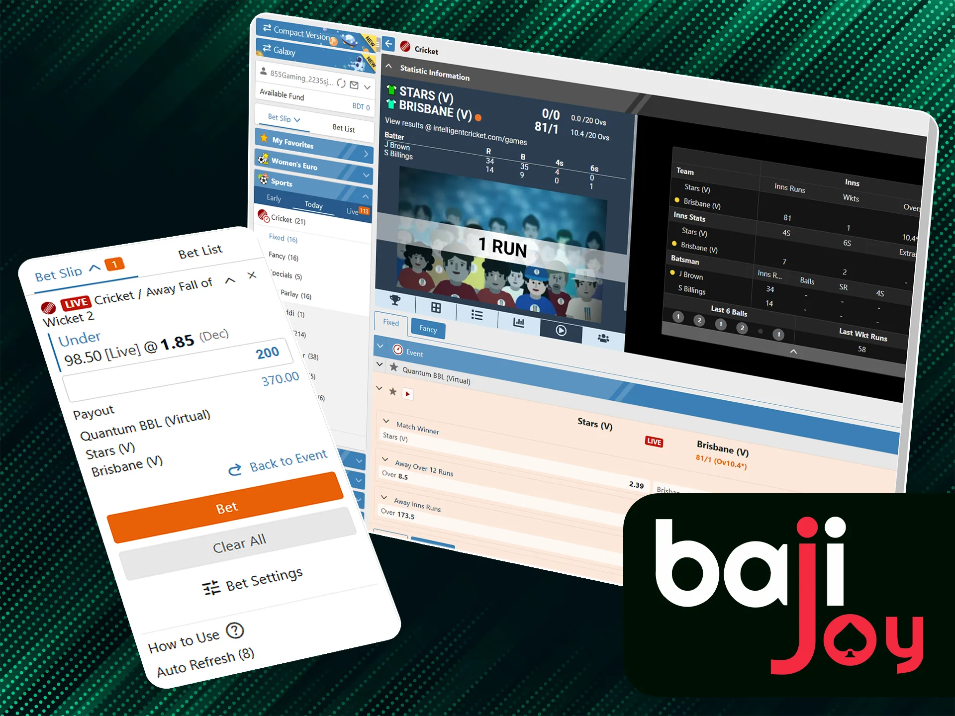 Place bets on sporting events at BajiJoy.
