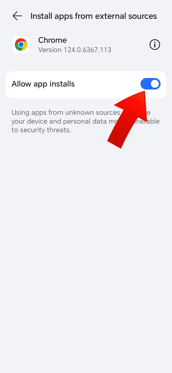 Allow the installation of the BajiJoy app in your phone settings.